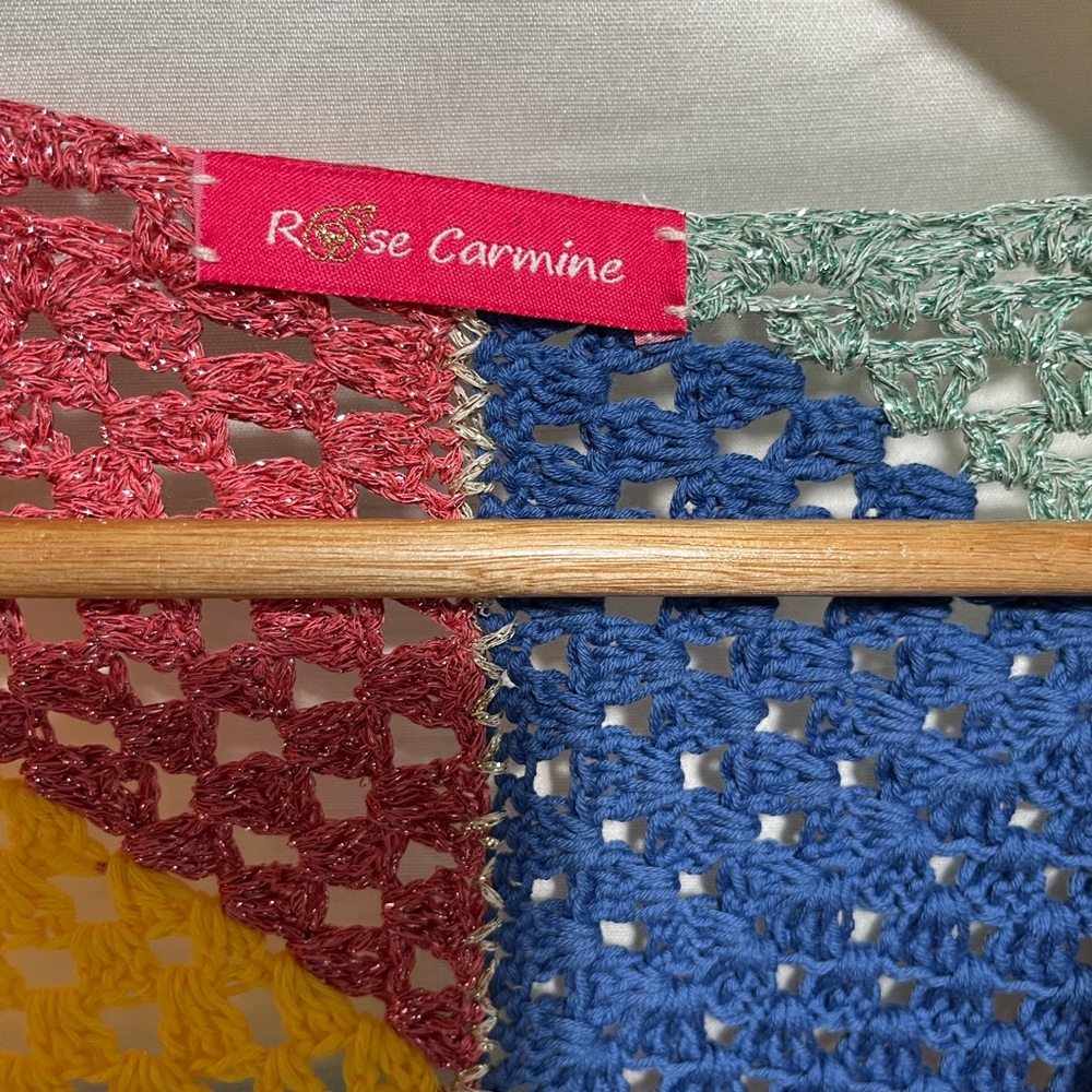 Rose Carmine Multicolor Patchwork Crochet Cardigan - image 4